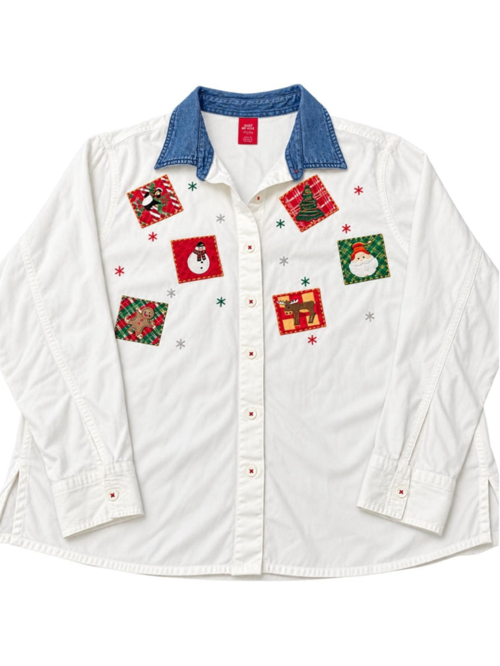 Retro Christmas patchwork button down - Picture 1 of 5
